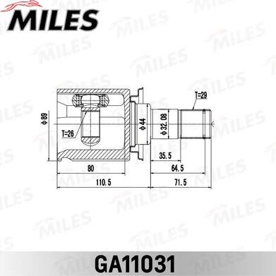 Miles GA11031 - Шарнір, ШРУС, приводний вал autozip.com.ua