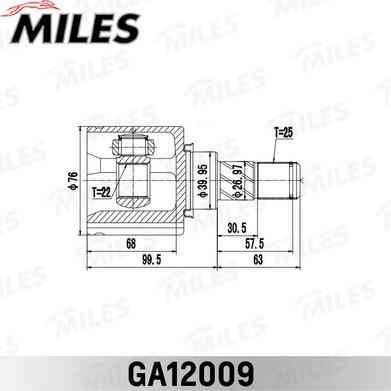 Miles GA12009 - Шарнір, ШРУС, приводний вал autozip.com.ua