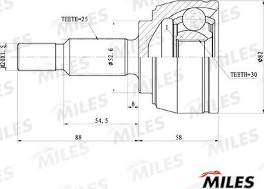 Miles GA20404 - Шарнір, ШРУС, приводний вал autozip.com.ua
