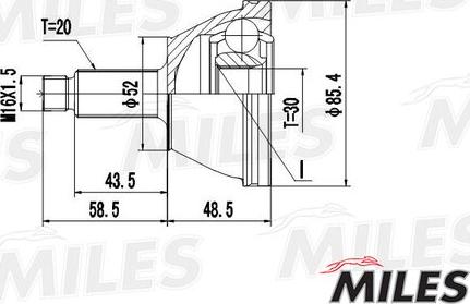 Miles GA20413 - Шарнір, ШРУС, приводний вал autozip.com.ua