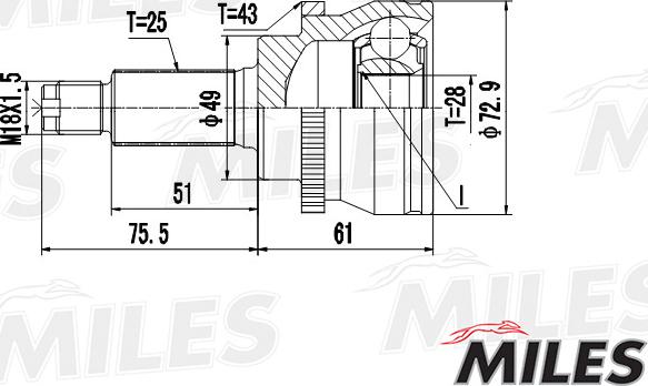 Miles GA20436 - Шарнір, ШРУС, приводний вал autozip.com.ua