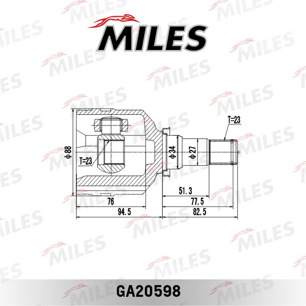 Miles GA20598 - Шарнір, ШРУС, приводний вал autozip.com.ua