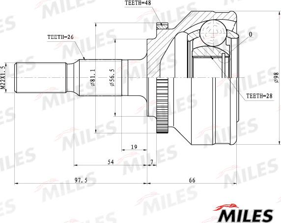 Miles GA20504 - Шарнір, ШРУС, приводний вал autozip.com.ua