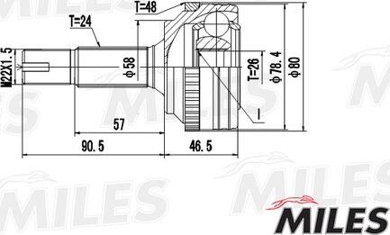 Miles GA20502 - Шарнір, ШРУС, приводний вал autozip.com.ua