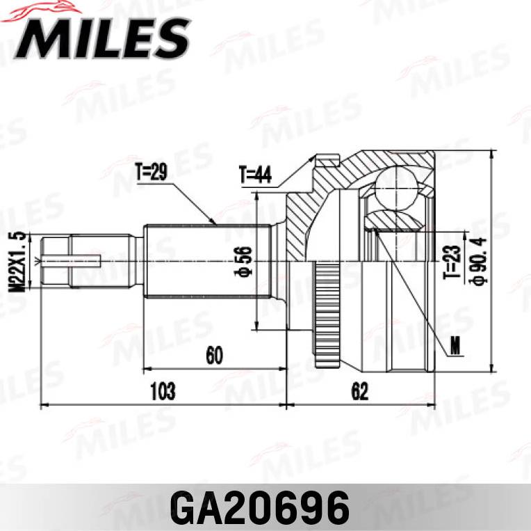 Miles GA20696 - Шарнір, ШРУС, приводний вал autozip.com.ua