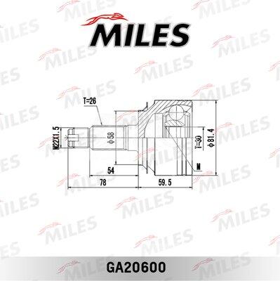 Miles GA20600 - Шарнір, ШРУС, приводний вал autozip.com.ua