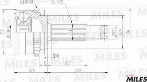 Miles GA20601 - Шарнір, ШРУС, приводний вал autozip.com.ua