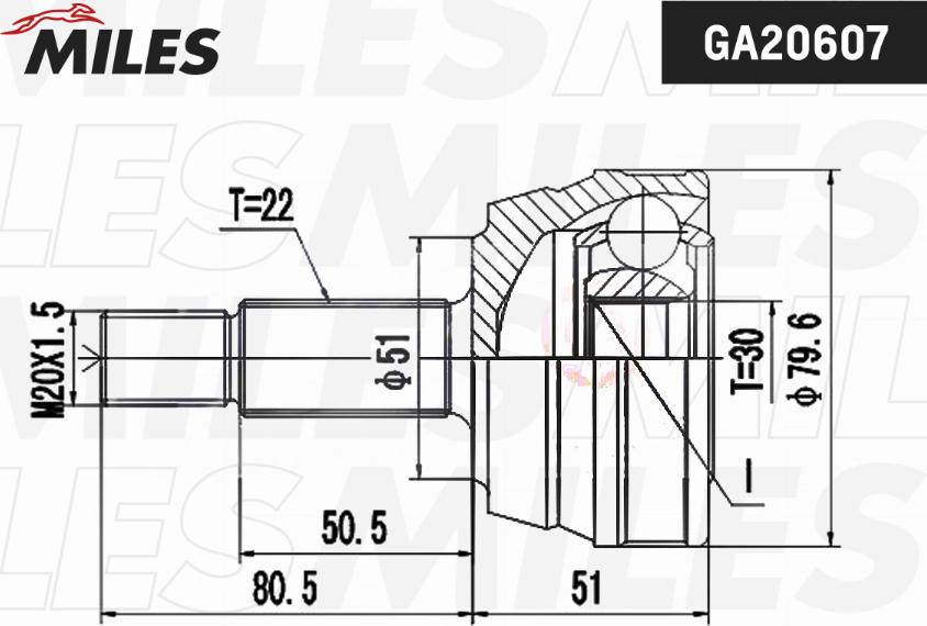 Miles GA20607 - Шарнір, ШРУС, приводний вал autozip.com.ua