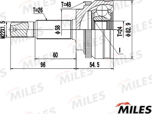 Miles GA20630 - Шарнір, ШРУС, приводний вал autozip.com.ua