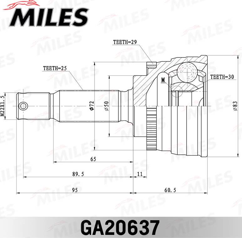 Miles GA20637 - Шарнір, ШРУС, приводний вал autozip.com.ua