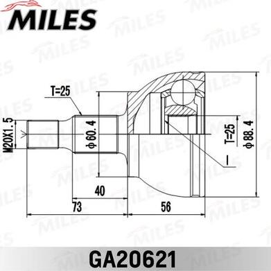 Miles GA20621 - Шарнір, ШРУС, приводний вал autozip.com.ua