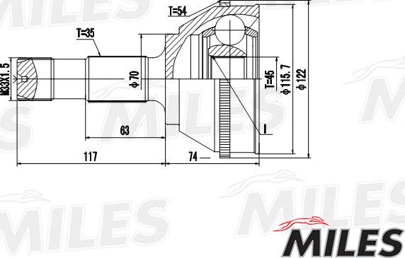 Miles GA20069 - Шарнір, ШРУС, приводний вал autozip.com.ua