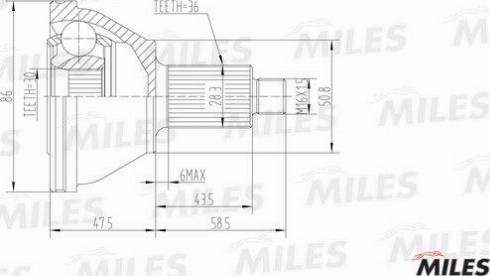 Miles GA20019 - Шарнір, ШРУС, приводний вал autozip.com.ua