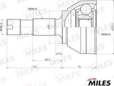 Miles GA20071 - Шарнір, ШРУС, приводний вал autozip.com.ua