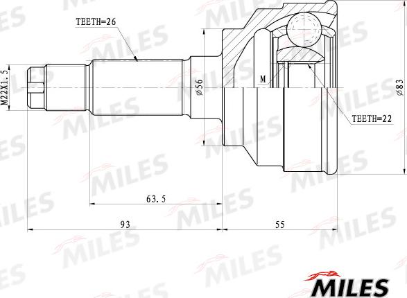 Miles GA20191 - Шарнір, ШРУС, приводний вал autozip.com.ua