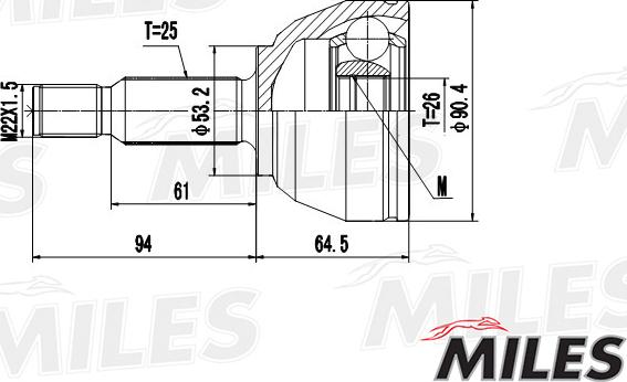 Miles GA20122 - Шарнір, ШРУС, приводний вал autozip.com.ua