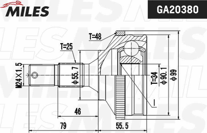 Miles GA20380 - Шарнір, ШРУС, приводний вал autozip.com.ua