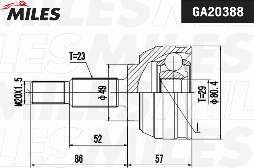 Miles GA20388 - Шарнір, ШРУС, приводний вал autozip.com.ua