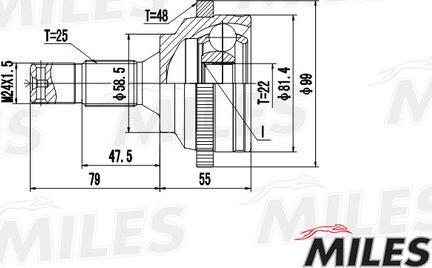 Miles GA20374 - Шарнір, ШРУС, приводний вал autozip.com.ua