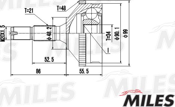 Miles GA20372 - Шарнір, ШРУС, приводний вал autozip.com.ua