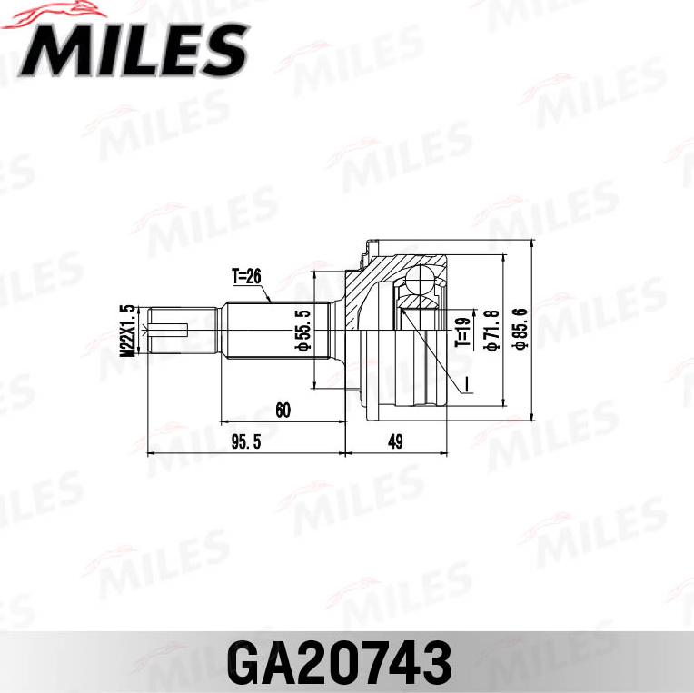 Miles GA20743 - Шарнір, ШРУС, приводний вал autozip.com.ua