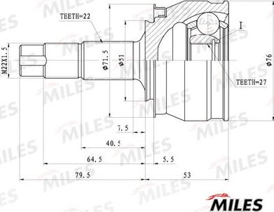 Miles GA20718 - Шарнір, ШРУС, приводний вал autozip.com.ua
