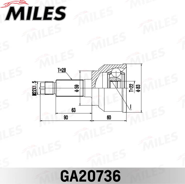 Miles GA20736 - Шарнір, ШРУС, приводний вал autozip.com.ua