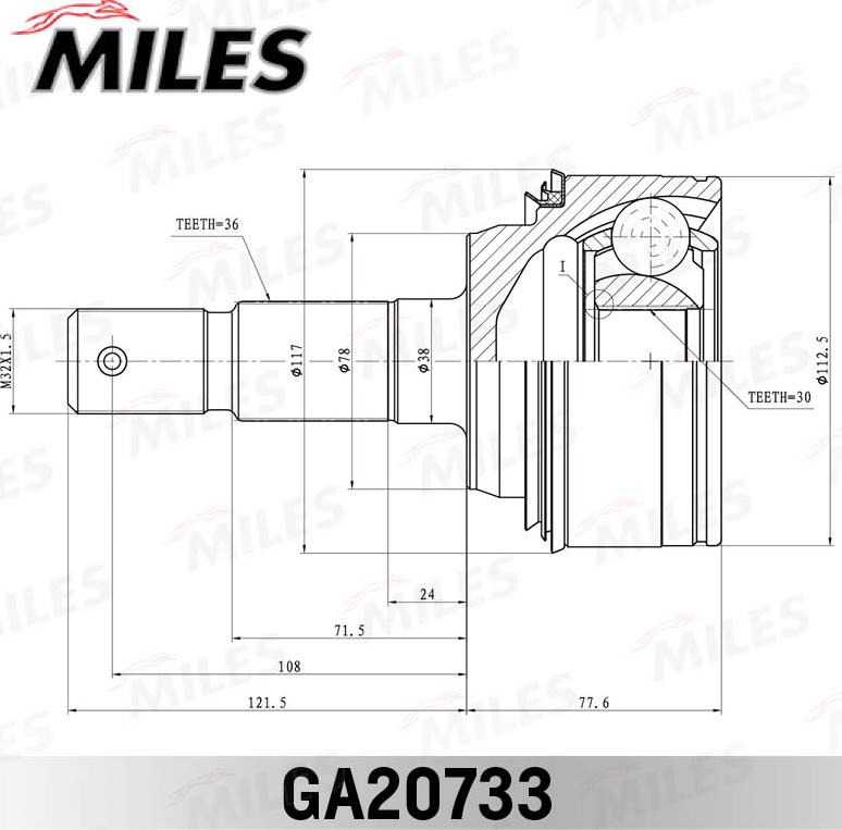 Miles GA20733 - Шарнір, ШРУС, приводний вал autozip.com.ua
