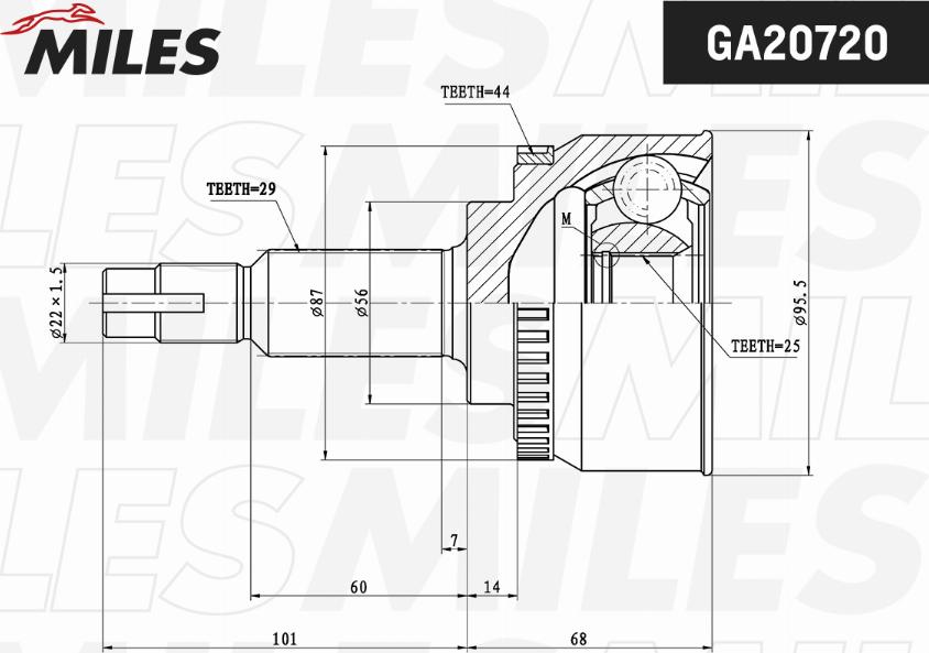 Miles GA20720 - Шарнір, ШРУС, приводний вал autozip.com.ua