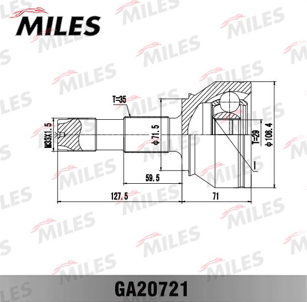 Miles GA20721 - Шарнір, ШРУС, приводний вал autozip.com.ua