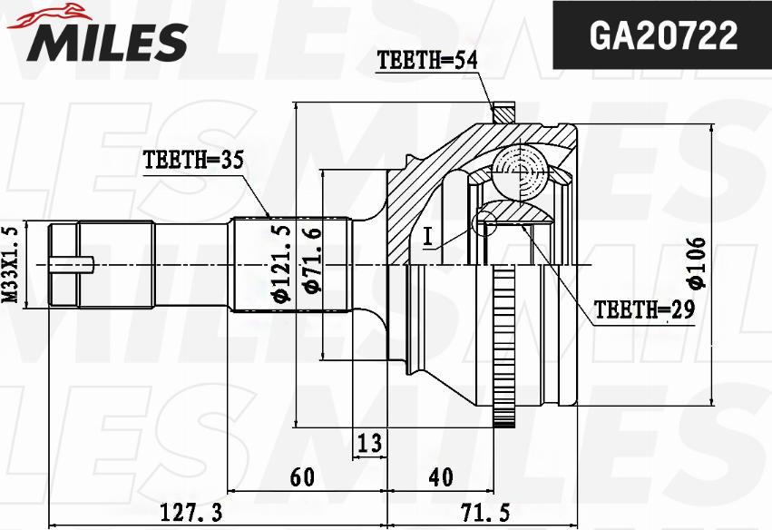Miles GA20722 - Шарнір, ШРУС, приводний вал autozip.com.ua
