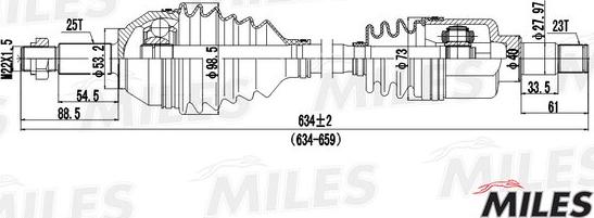 Miles GC01052 - Приводний вал autozip.com.ua