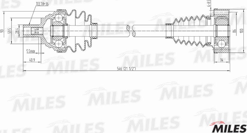Miles GC01002 - Приводний вал autozip.com.ua
