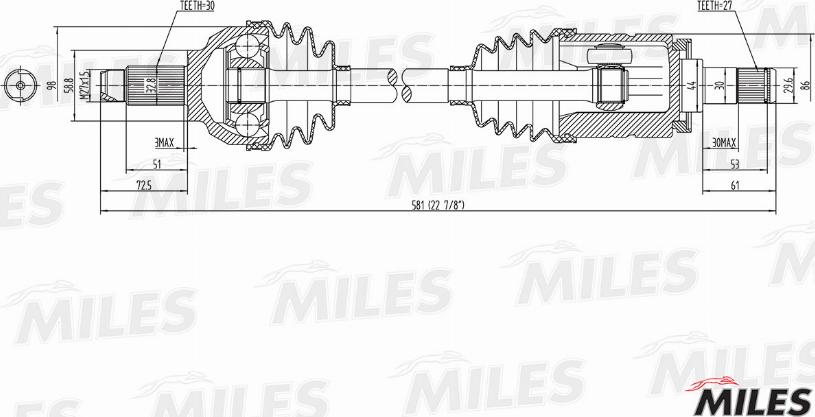 Miles GC01018 - Приводний вал autozip.com.ua