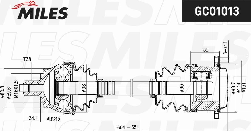 Miles GC01013 - Приводний вал autozip.com.ua