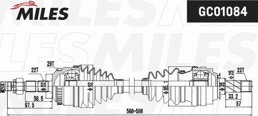 Miles GC01084 - Приводний вал autozip.com.ua