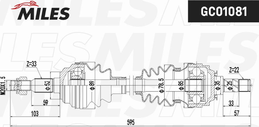 Miles GC01081 - Приводний вал autozip.com.ua