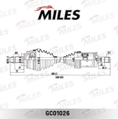 Miles GC01026 - Приводний вал autozip.com.ua