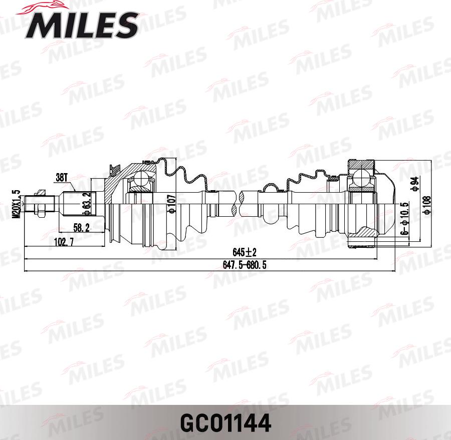 Miles GC01144 - Приводний вал autozip.com.ua