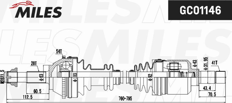 Miles GC01146 - Приводний вал autozip.com.ua
