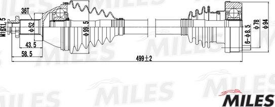 Miles GC01124 - Приводний вал autozip.com.ua