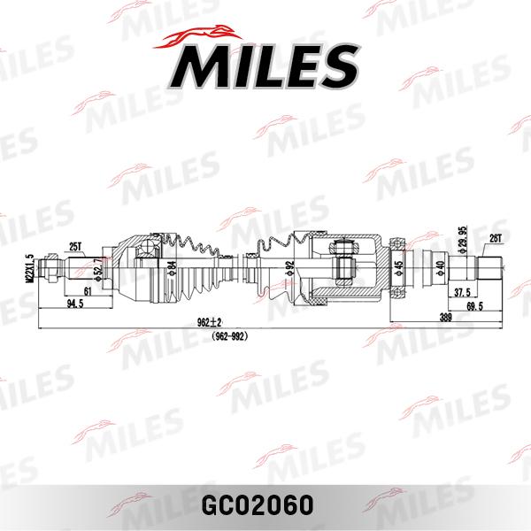 Miles GC02060 - Приводний вал autozip.com.ua