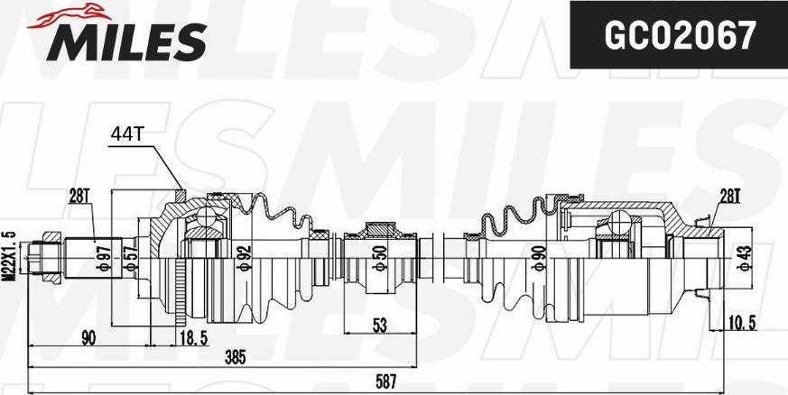 Miles GC02067 - Приводний вал autozip.com.ua