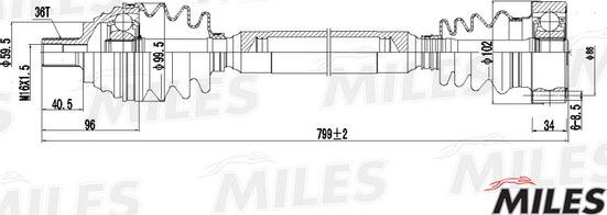 Miles GC02002 - Приводний вал autozip.com.ua