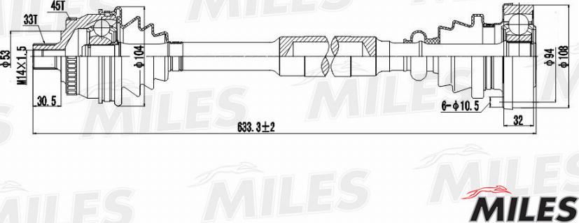 Miles GC02011 - Приводний вал autozip.com.ua