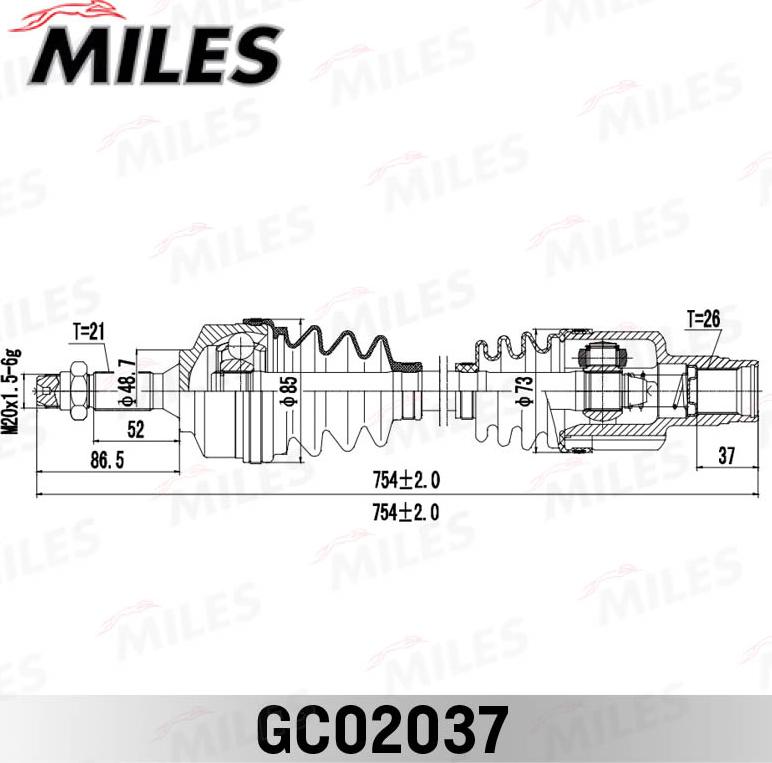 Miles GC02037 - Приводний вал autozip.com.ua