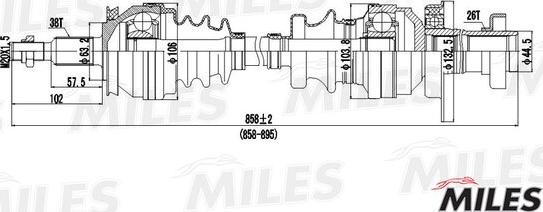 Miles GC02144 - Приводний вал autozip.com.ua