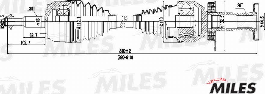 Miles GC02145 - Приводний вал autozip.com.ua