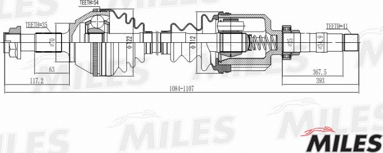 Miles GC02147 - Приводний вал autozip.com.ua
