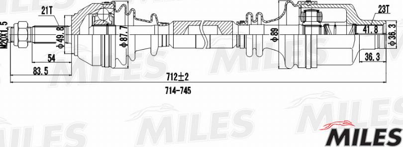 Miles GC02106 - Приводний вал autozip.com.ua